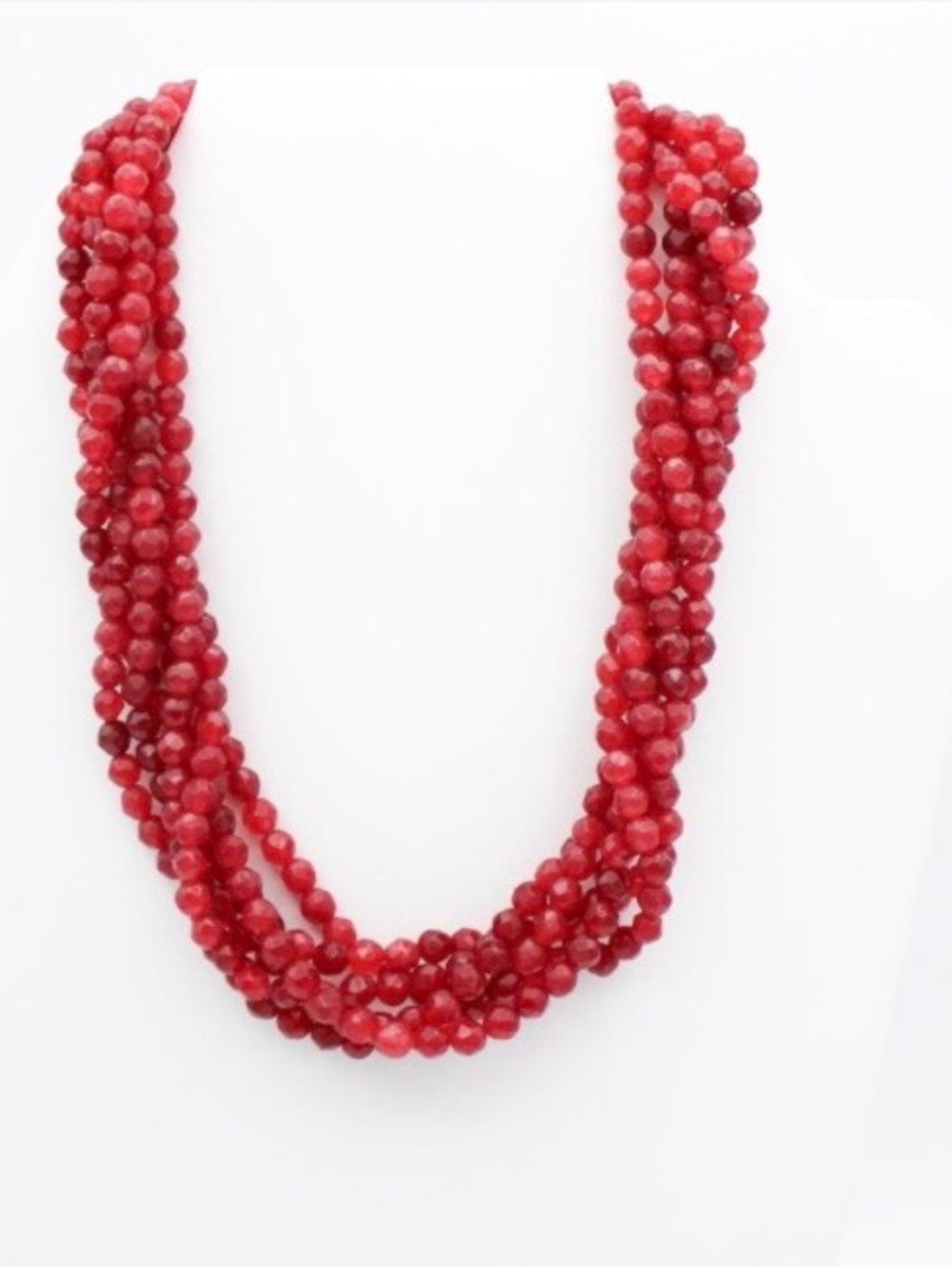 Multi-Strand Red Beaded Necklace - Elegant Layered Style
